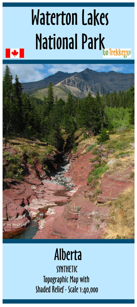 Waterton Lakes National Park map - SYNTHETIC